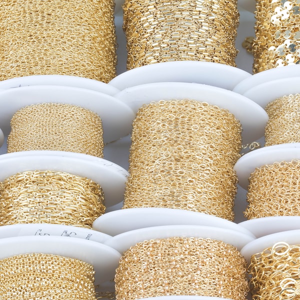 Gold Filled Chain by the Foot - USA Made Wholesale Chain - 14K Permanent Jewelry Chain Chains Perfect For Permanent Jewelry -Made in USA