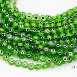Evil Eye Beads Flat Glass Crystal 6mm 8mm All Colors Available Turkish Eye 15-16 image 5