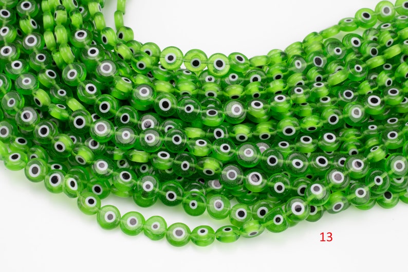 Evil Eye Beads Flat Glass Crystal 6mm 8mm All Colors Available Turkish Eye 15-16 image 5
