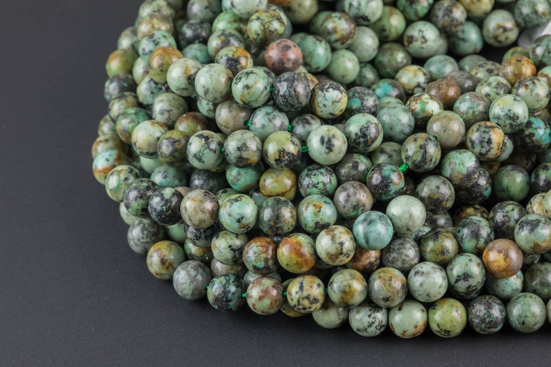 Natural African Turquoise Turquiose Round. 4mm, 6mm, 8mm, 10mm, 12mm Wholesale Bulk or Single Strand Full 15.5 Inch Strand Smooth image 1