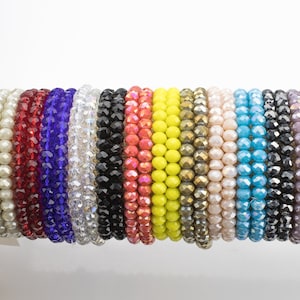 6mm Stackable Crystal Elastic Bracelets - Handmade with High Quality Elastlic - WHOLESALE - 7.5"