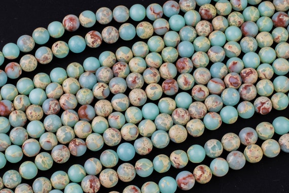 Robin's Egg Aqua Terra Agate (Round)(Smooth)(Dyed)(8mm)(10mm)(16Stran –  Candi Beads