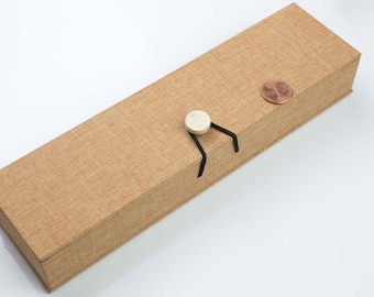 Necklace Box- Very Well Made- Canvas with Velvet Lining- outer dimension is 9.5 x2.5x1.5 inch