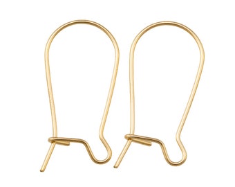 Piccoli ganci per orecchini a forma di rene placcati in oro 16 mm - Oro 14/20 placcato - Prodotto USA - 4 pezzi - piccoli