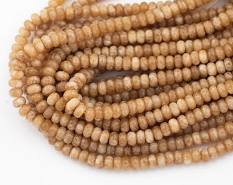 Light Beige Jade-  High Quality in  Roundel, 6mm, 8mm- Full 15.5 Inch Strand-15.5 inch Strand  Smooth Gemstone Beads