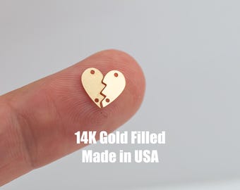BFF heart connector charm (1 set) Connector - 14Kt Gold Filled Sterling Silver - Connectors - Permanent Jewelry Supply