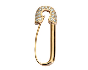 1 Pair Gold Safety pin Paper Clip earrings sparkly safety pins/needle earrings/ Micro pave safety pin drop earrings Clear Cubic Safety Pin
