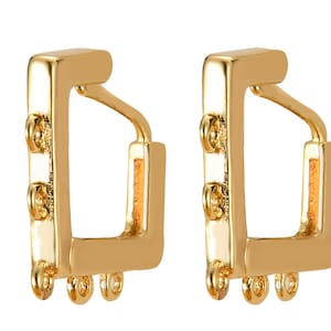 4 pcs 18kt Gold  one touch w/ open link Hoop earring making, 11mm, Nickel free Lead Free for Earring Charm Making Findings
