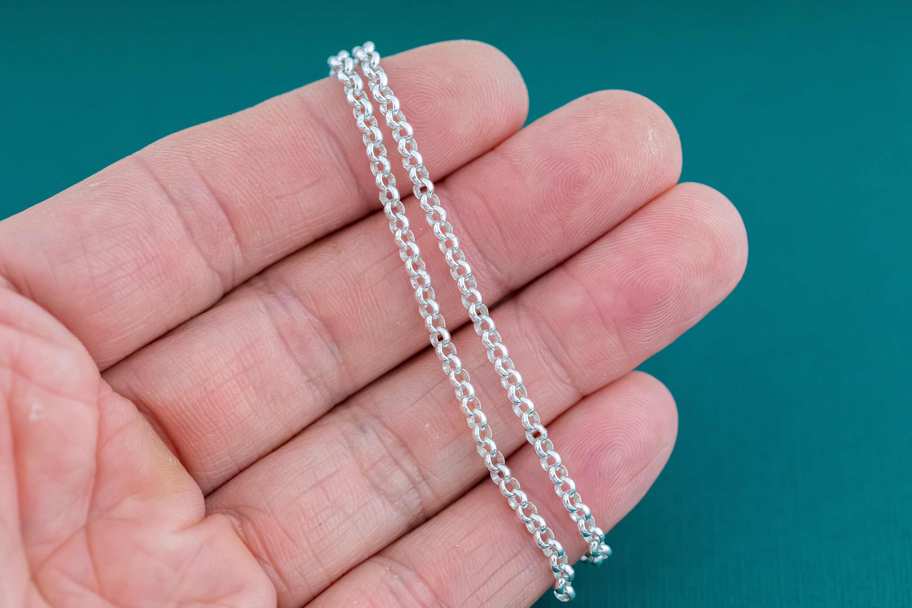 Sterling Silver Chain Rolo Chain 3mm 925 SS Made in USA by the Foot ...
