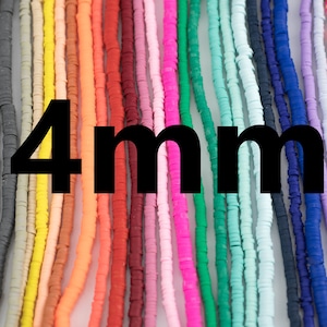 AFRICAN VINYL Beads Soft 4mm Heishi beads Clay Disc - 16 inch strand- 2 Strands Per Order- Assorted Colors