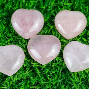 1 Pc Rose Quartz Puffy Heart Shaped Healing Stones Gemstone Hearts Healing Stones