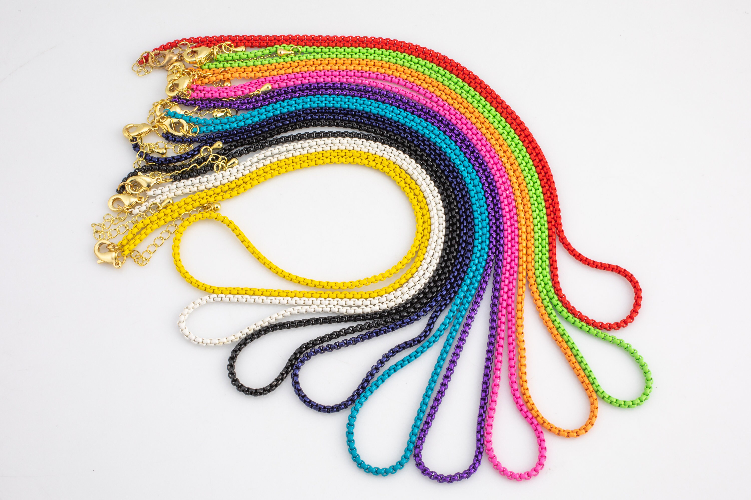 Enamel Chain Box Chain Necklace Enamel Pop Chain Necklaces Etsy