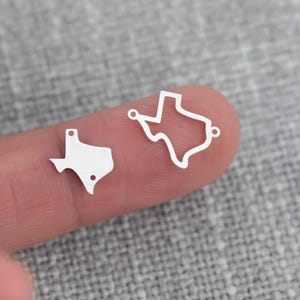 Set of 2 Inner+Outer Any State Charm 14K Gold Filled 925 Sterling Silver Texas Connectors - Bracelet or Necklace - Permanent Jewelry Supply
