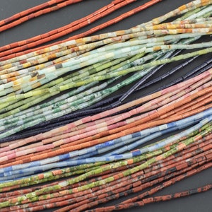 Gemstone beads tube tubular beads 15.5&quot; 2x4mm