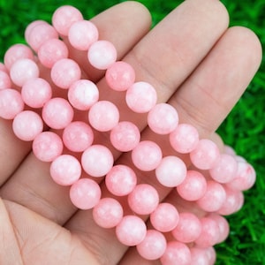 1 Pc Bracelet Light Pink Jade Bracelets 8mm Stackable Round Natural Gemstone Crystal Bracelets - Handmade Bracelet Crystal Bracelet