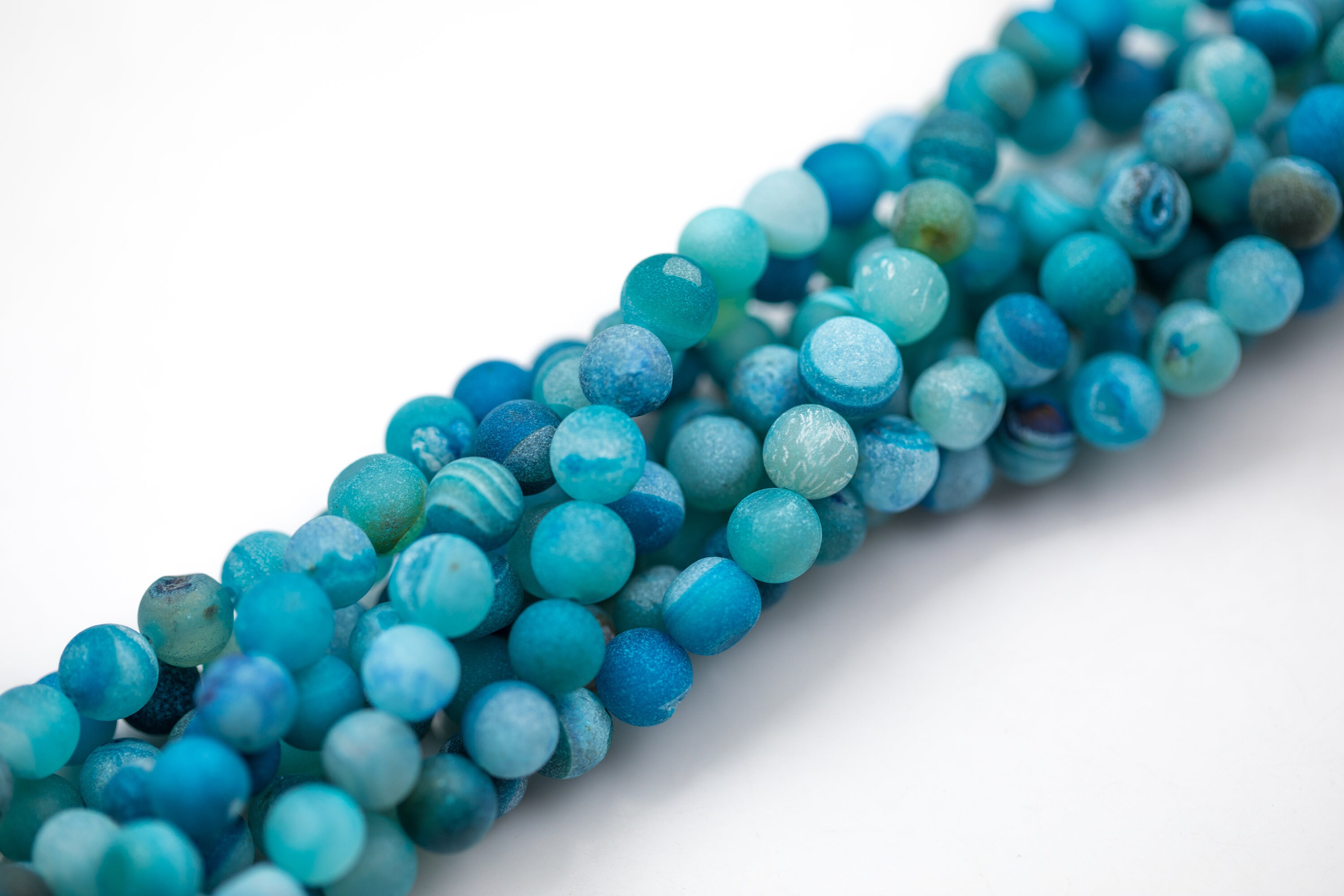 DRUZY AGATE Beads Blue Round 8mm 10mm 12mm. Full - Etsy