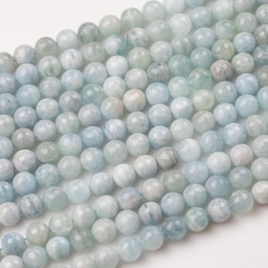 Natural WHOLESALE Faceted Blue Aquamarine Beads in Faceted Round Beads Full Strands 4mm 5mm 6mm 8mm 10mm 12mm Grade AB image 2