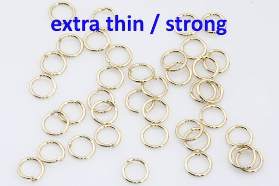 Gold Filled SUPER STRONG/ Extra THIN Gauge Gold Filled Jump Rings 3mm 4mm 5mm 6mm 7mm Carbon Steel - Very sturdy despite thickness. 18K 14K