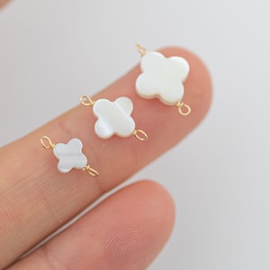 Clover Permanent Jewelry Connector or Charm 14k Gold Filled USA Gold Filled Connectors Shell Connector 6mm 8mm 10mm 925 Sterling Silver 1420