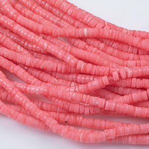 Rhodochrosite Jade-  Heishi Discs Beads 2x4mm 3x6mm 15.5&quot; Strand