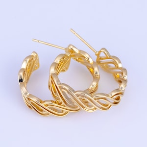 1 pairs 18kt Gold  Hoop Stud Wire Earring, Earring 26mm