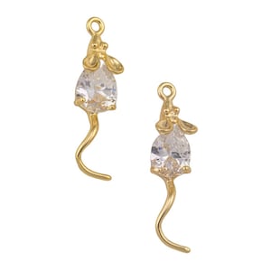 1 pc 18k Mouse Charm, Pendant- 7x29mm