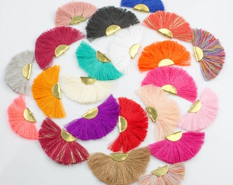 New Colors! BEAUTIFUL Fan Tassels on Brass Findings. Perfect for earrings or pendants! One pair per order. 1" by 2"