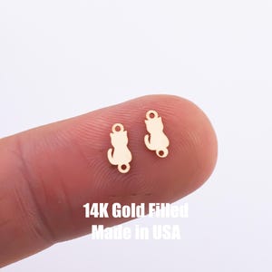 Conector de gato - Plata esterlina bañada en oro de 14 kt - Conectores de animales de gato - Suministro de joyería permanente