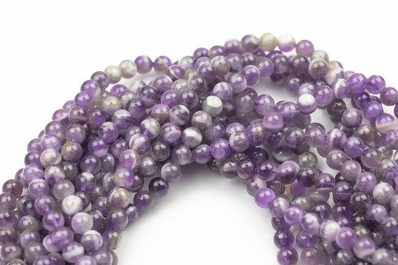 Natural Amethyst Round Beads Strand - 6mm, 7mm, Or 8mm, 15.5 Inch, Glossy Finish