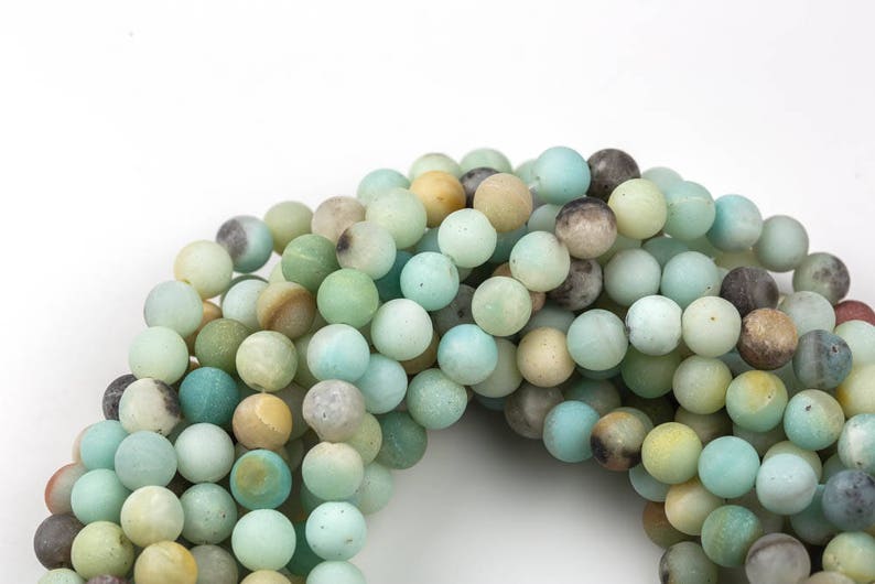 AMAZONITE Beads MATTE/MATT Best Quality Round sizes 4mm, 6mm, 8mm, 10mm, 12mm, 14mm- Full Strand- 15.5 Inches- Matte Finish - Full Strand 