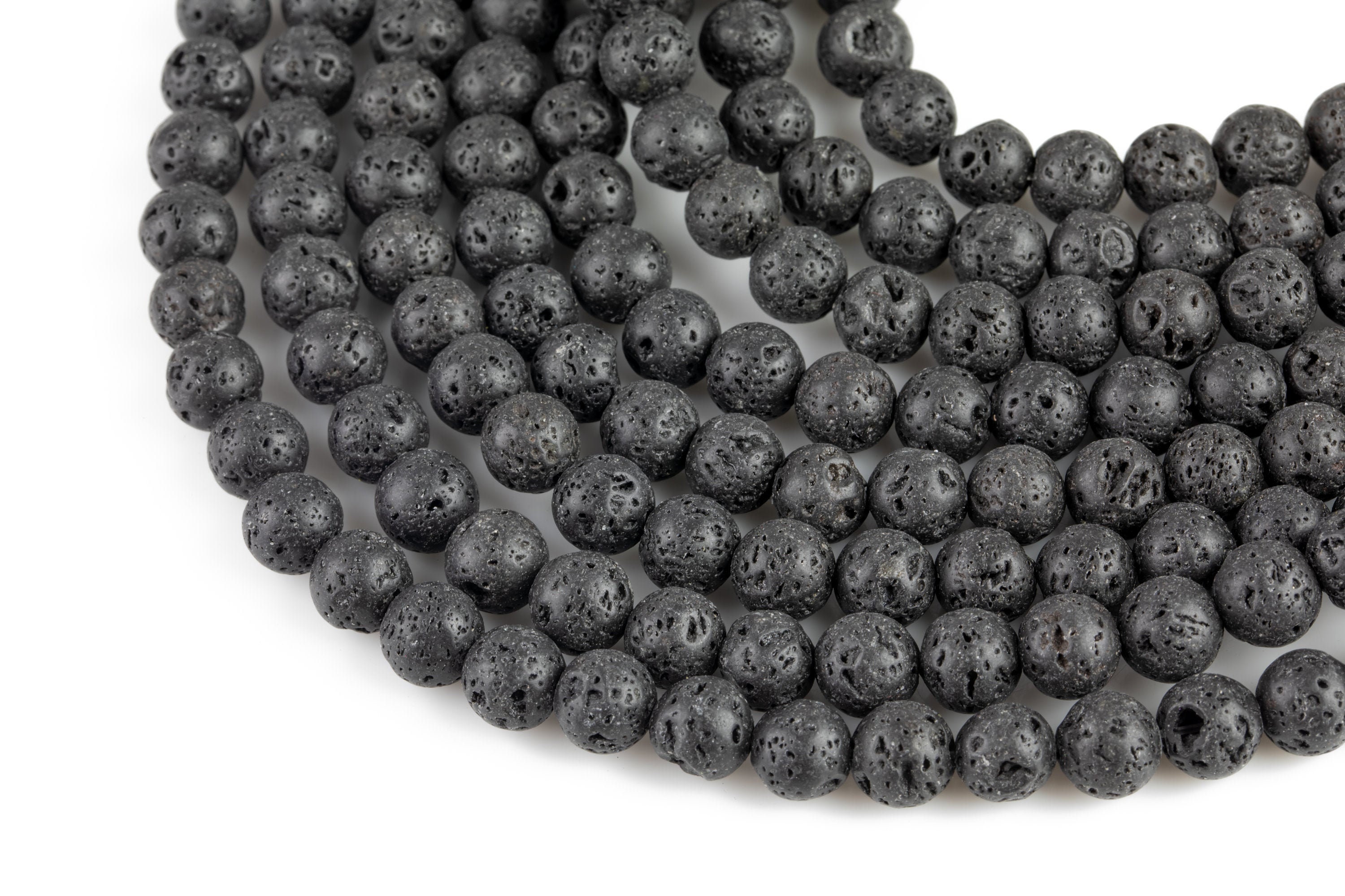 Natural Lava Rocks Diffuser Oil Round Beads - Lava Beads for Essential Oil  - A Qual Full 15.5" Strand 4mm 6mm 8mm 10mm 12mm 14mm -Wholesale