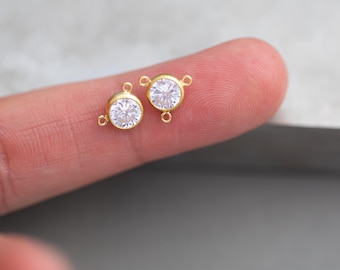 2 or 3 loop Connectors - 14kt Gold Filled or Sterling Silver 6mm CZ Diamond - Setting For NECKLACE- Top Quality AAA Cz Bezel- 3mm or 4mm