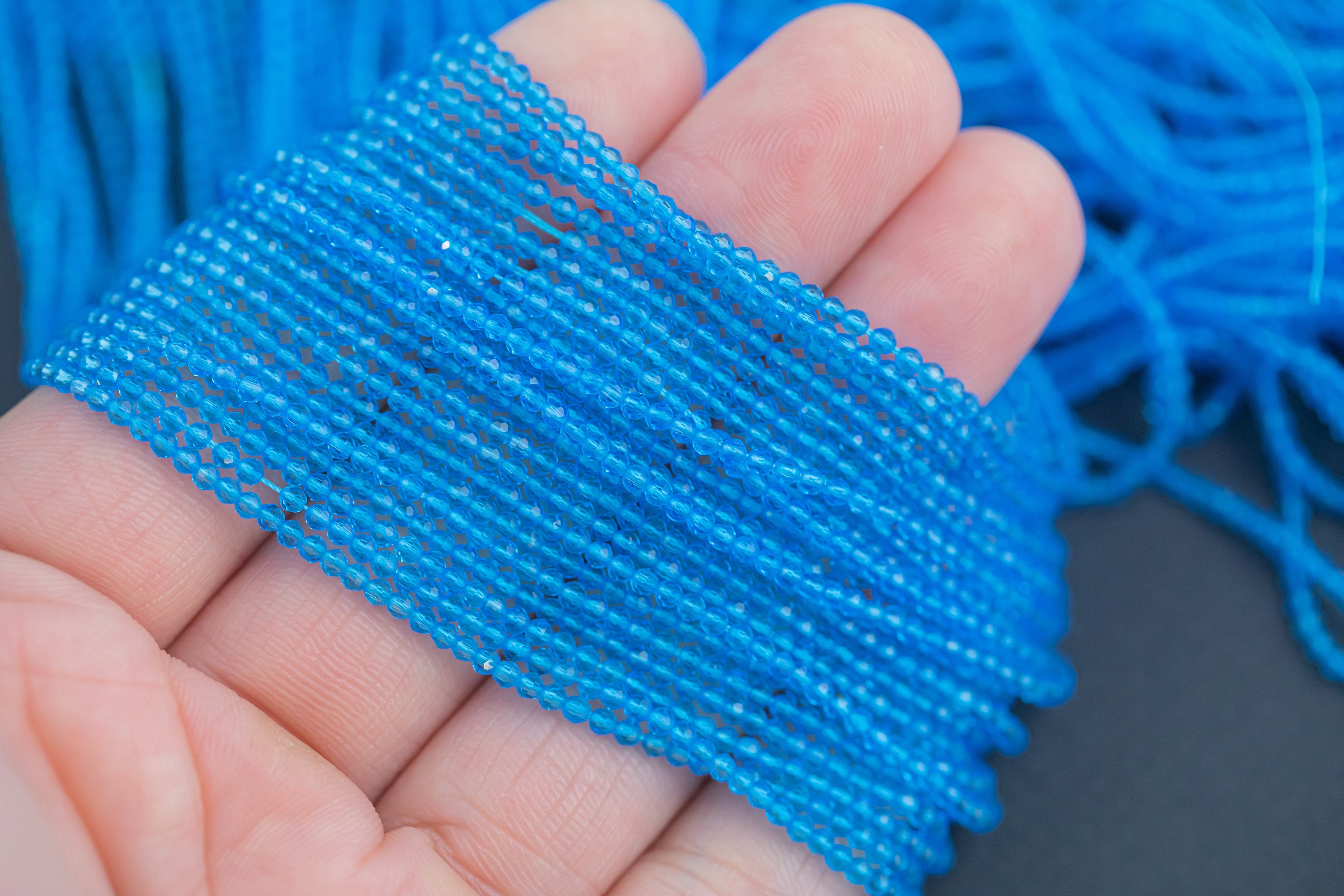2mm Crystal Round 1 or 2 or 5 or 10 STRANDS- 14.5 Inch Strand- Light ...
