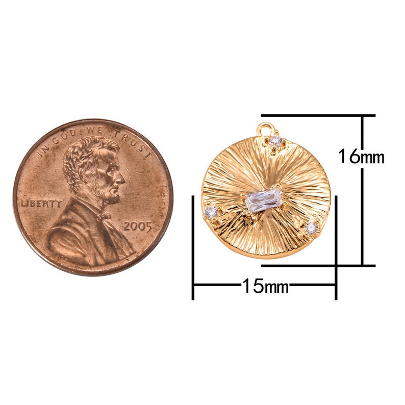 2pc 18k Gold Filled Star Cubic Zirconia Coin Pendant Pave CZ North Star Pendant Jewelry Making 15mm 2 pcs per order