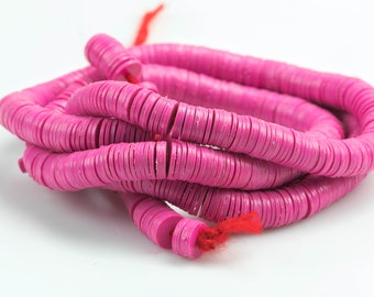 Fusia Vinyl , African vulcanite vinyl disc beads-Heishi Shaped 6mm, Full Strands. 35 inch Strand