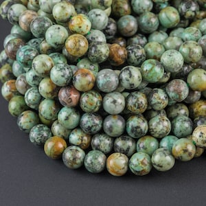 Natural African Turquoise Turquiose Round. 4mm, 6mm, 8mm, 10mm, 12mm Wholesale Bulk or Single Strand Full 15.5 Inch Strand Smooth image 2