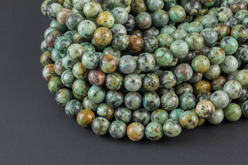 Natural African Turquoise Turquiose Round. 4mm, 6mm, 8mm, 10mm, 12mm Wholesale Bulk or Single Strand Full 15.5 Inch Strand Smooth image 2