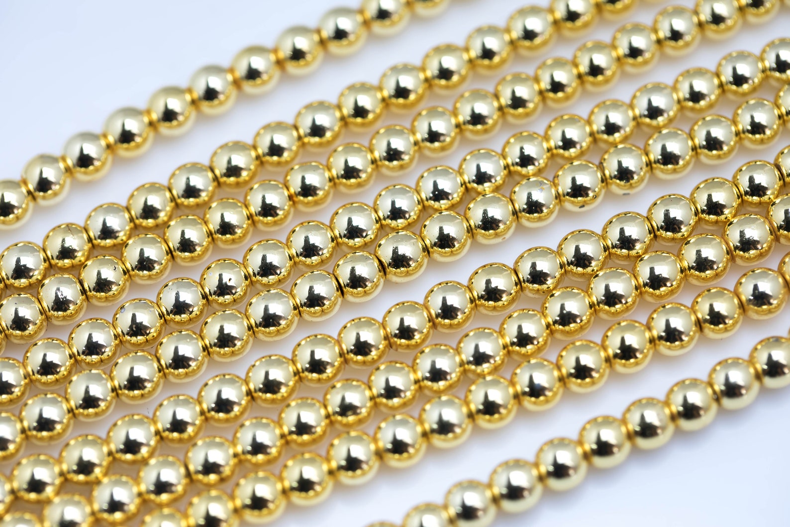 14kt THICK GOLD COATED Hematite Smooth Round 2mm 3mm 4mm 6mm 8mm 10mm Very High Quality Gold