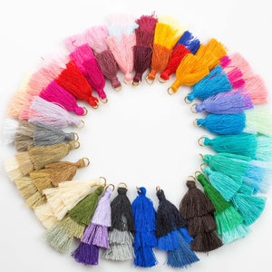 Ombre Puffy Tassels- 45mm - Triple Color- High Quality 22 Colors-2 pcs Per Order- Perfect for Earrings
