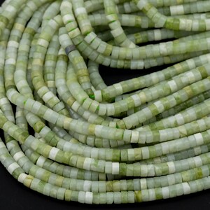Natural Jadeite Heishi Discs Beads 2x4mm 3x6mm 15.5&quot; Strand