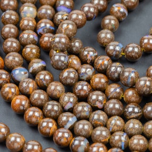 Natural Australian Yowah Matrix Boulder Opal Beads 4mm 6mm 8mm 10mm 12mm 15.5 Strand image 5