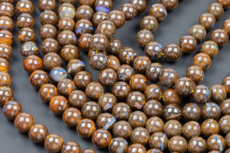Natural Australian Yowah Matrix Boulder Opal Beads 4mm 6mm 8mm 10mm 12mm 15.5 Strand image 5