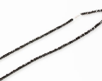 Major League Baseball Black Necklace- Natural Black Spinel Necklace 22  Inches- - Sterling Silver-Very Sparkly!