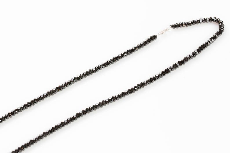 Major League Baseball Black Necklace Natural Black Spinel Necklace 22 Inches Sterling Silver-Very Sparkly zdjęcie 6