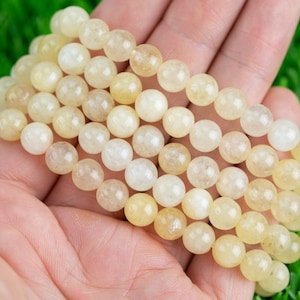 Yellow Calcite 8mm Round Stretchy String Oval Bracelet Natural Crystal Gemstone Bracelets - Gemstone Bracelets Handmade Jewelry Bracelet