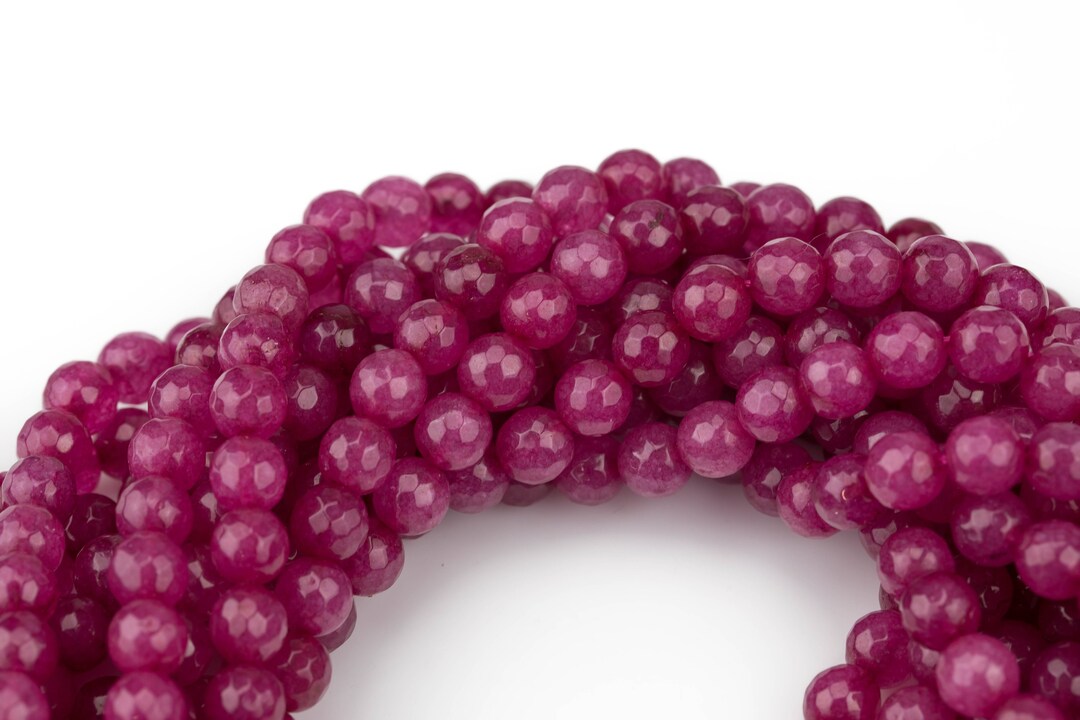 Violet Raspberry- JADE Faceted Round -full Strand 15.5 Inch Strand, 4mm ...