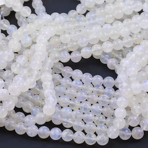 Natural Moonstone Beads 3mm 4mm 5mm 6mm 7mm 8mm Rainbow Moonstone Smooth Round 15.5&quot; - 16&quot; full strands Some Blue Flash Good Quality