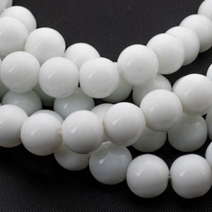 Natural White Jade  Round Beads 4mm 6mm 8mm 10mm 12mm - Single or Bulk - 15.5" AAA Quality  Smooth Gemstone Beads