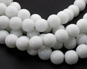 Natural White Jade  Round Beads 4mm 6mm 8mm 10mm 12mm - Single or Bulk - 15.5" AAA Quality  Smooth Gemstone Beads