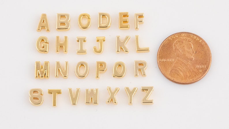 Tiny Dainty Letter Beads Alphabet Letters 14k Gold Letter Beads image 4